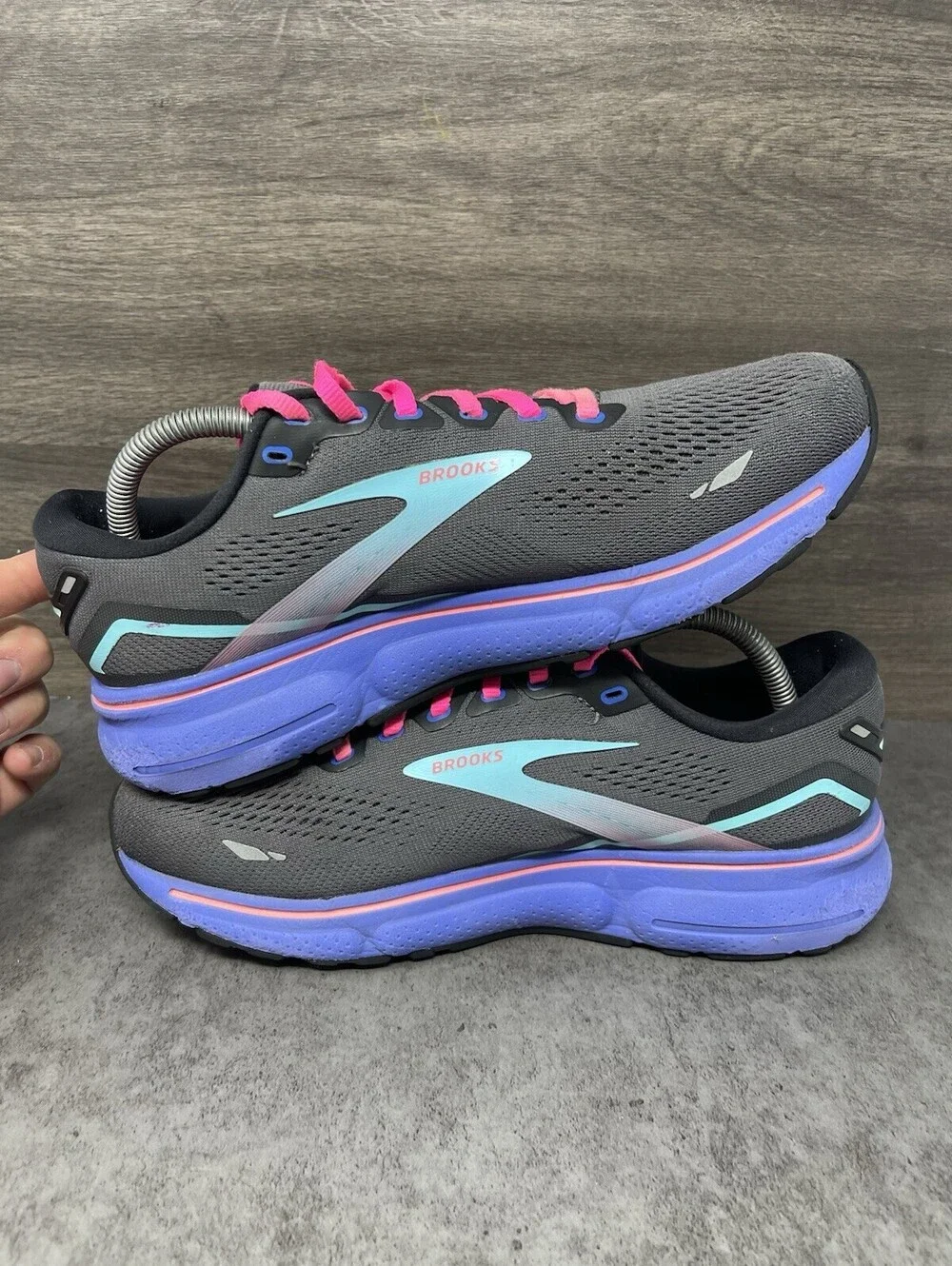 Brooks Ghost 15 Size 10 Womens Black Blue Aruba DNA LOFT v2 Running Shoes